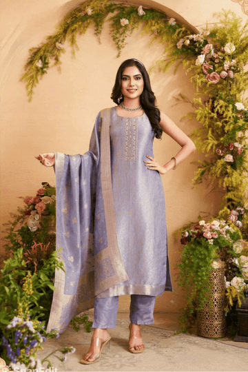 Lavendar and silver salwar suit