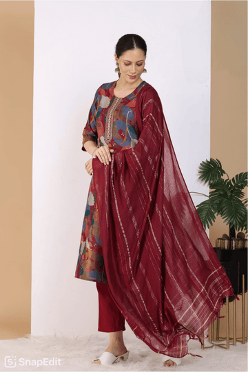 Multicolour Abstract Kurta Set