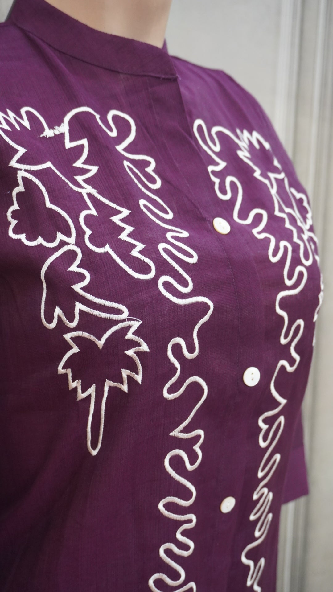 Purple with white embroidery