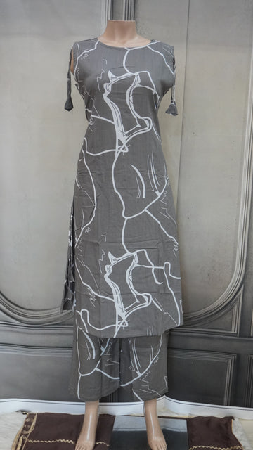 Grey and abstract white cord set