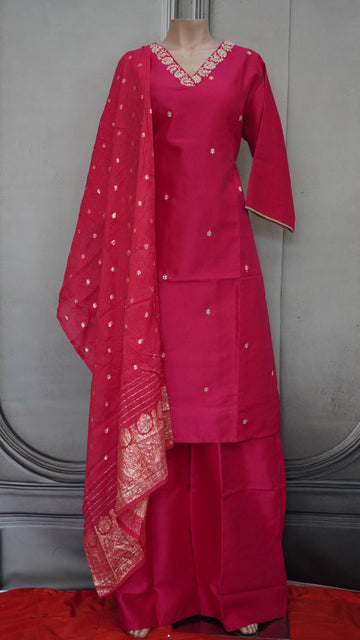 Red kurti with palazzo