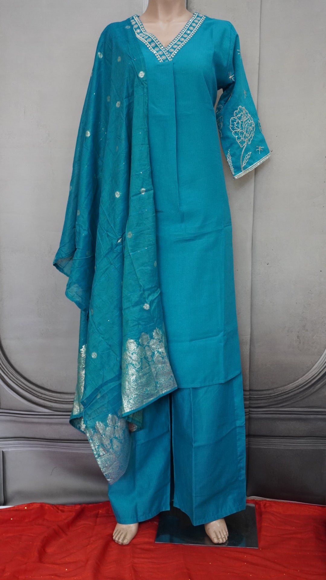 Red kurti with palazzo