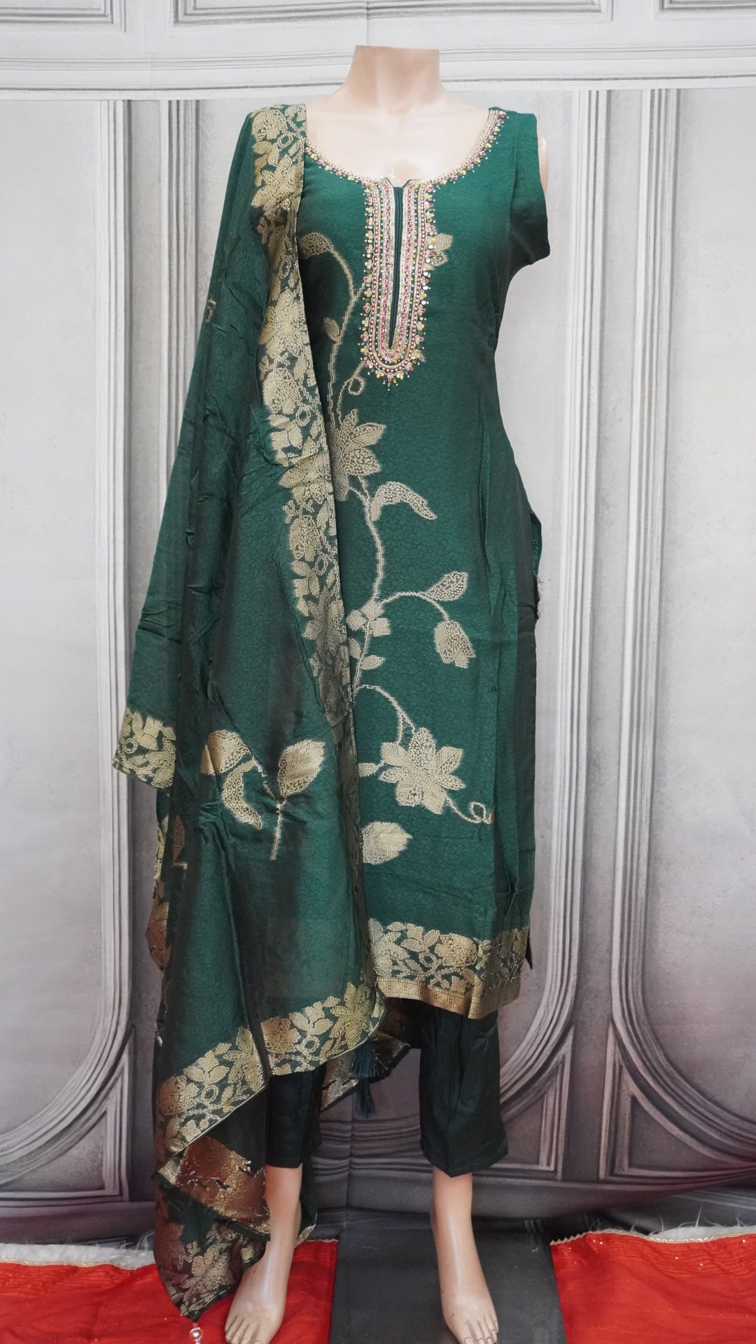 Dark green salwar suit