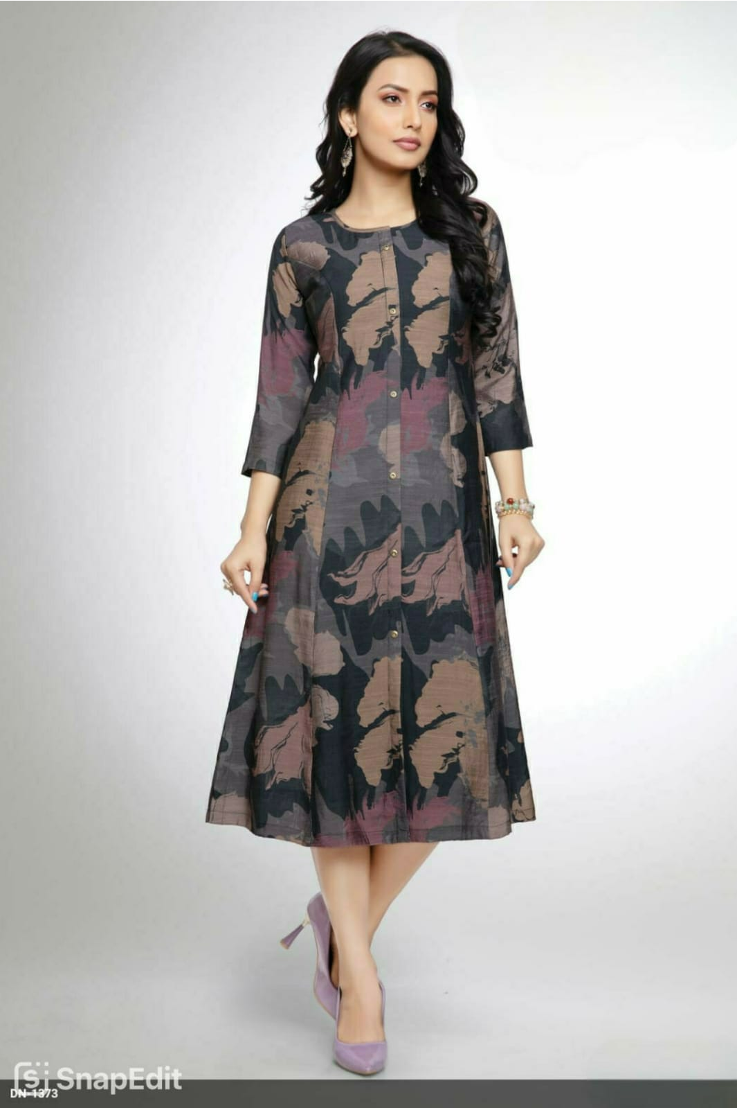 Black Aline with Abstract Print
