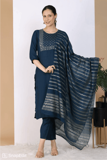 Deep Teal Blue Kurta Set