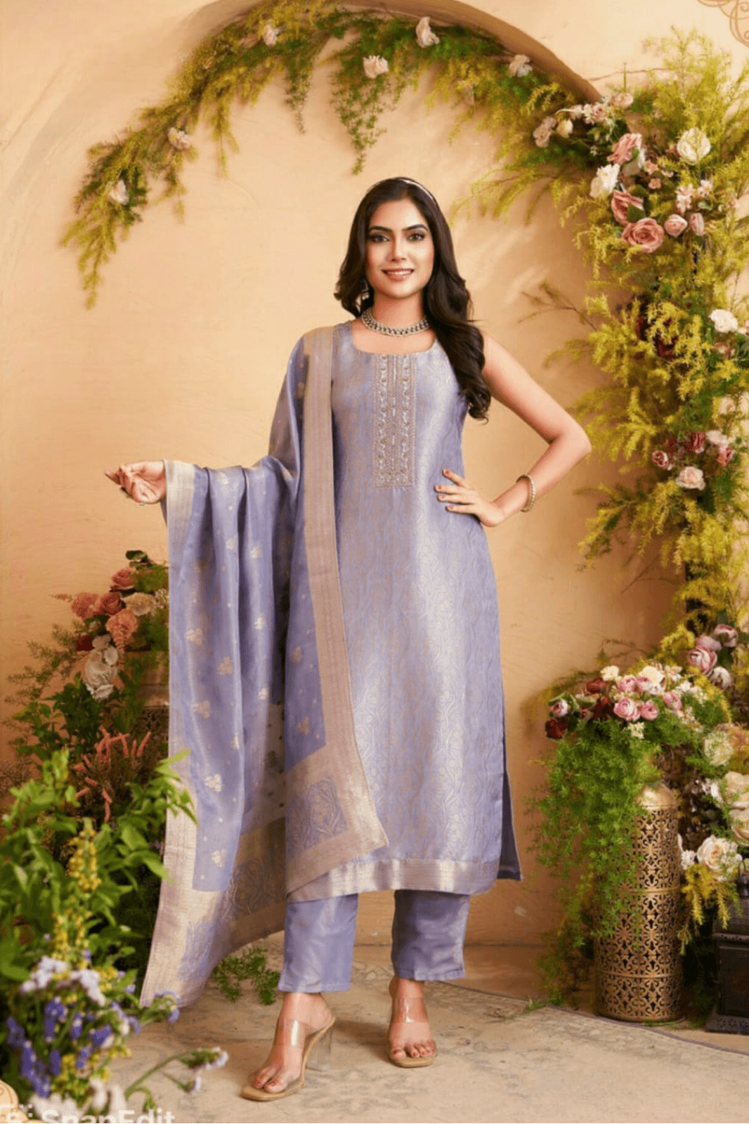 Lavendar and silver salwar suit
