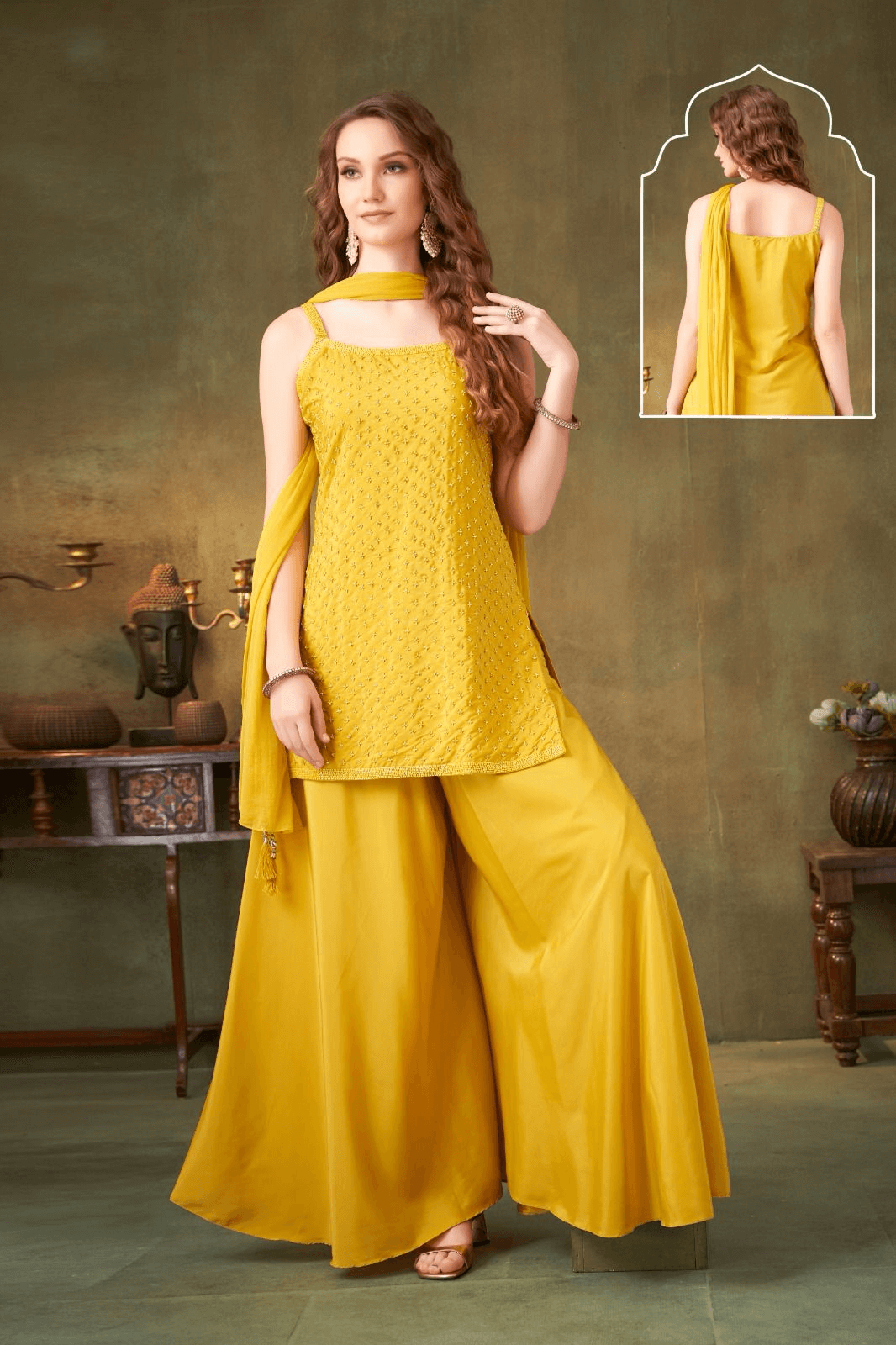 Mustard Yellow Palazzo Suit