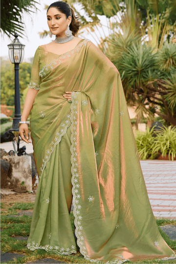 Olive Green Saree
