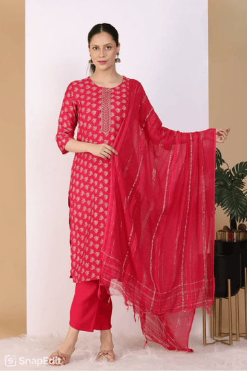 Pink Printed Kurta Set